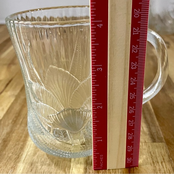 Arcoroc France Vintage Canterbury Crocus Clear Glass Cups Coffee Mugs 1960’s - Picture 8 of 10